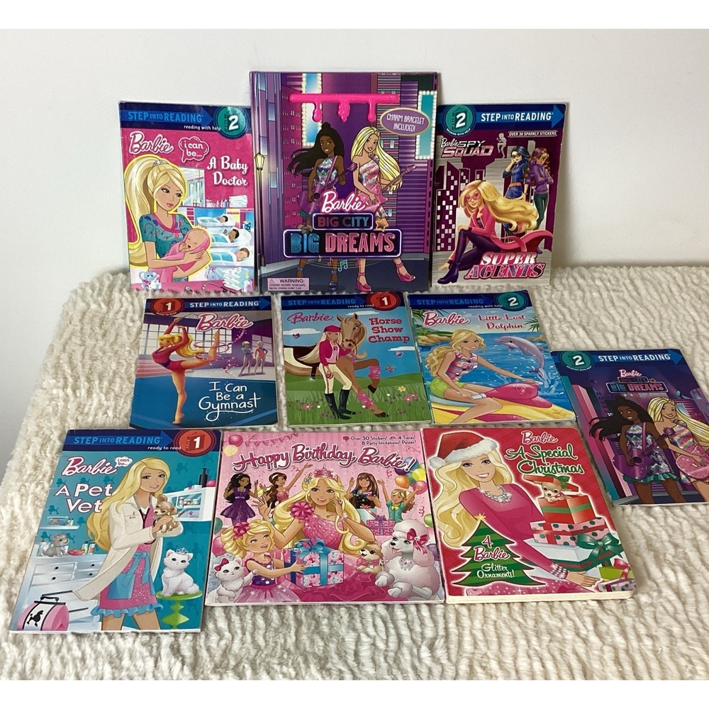 Barbie Picture Books & Leveled Readers, Stickers Lot of 10 Stories
